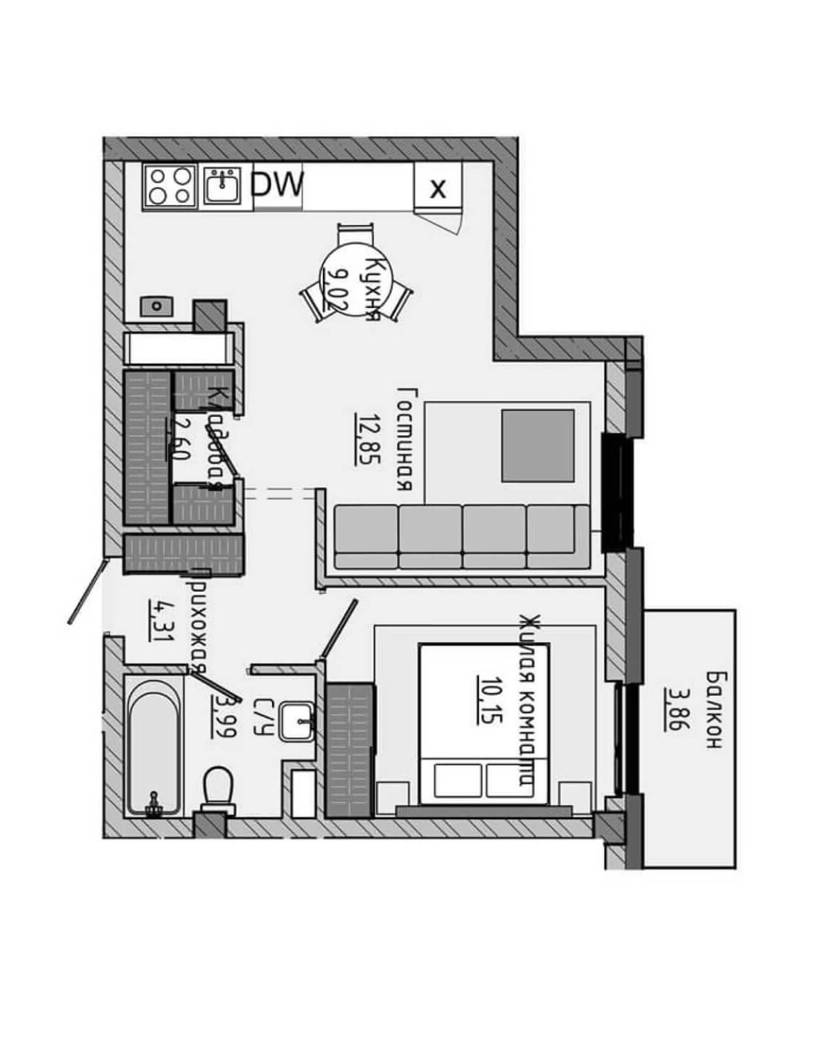 План 46,18 м²