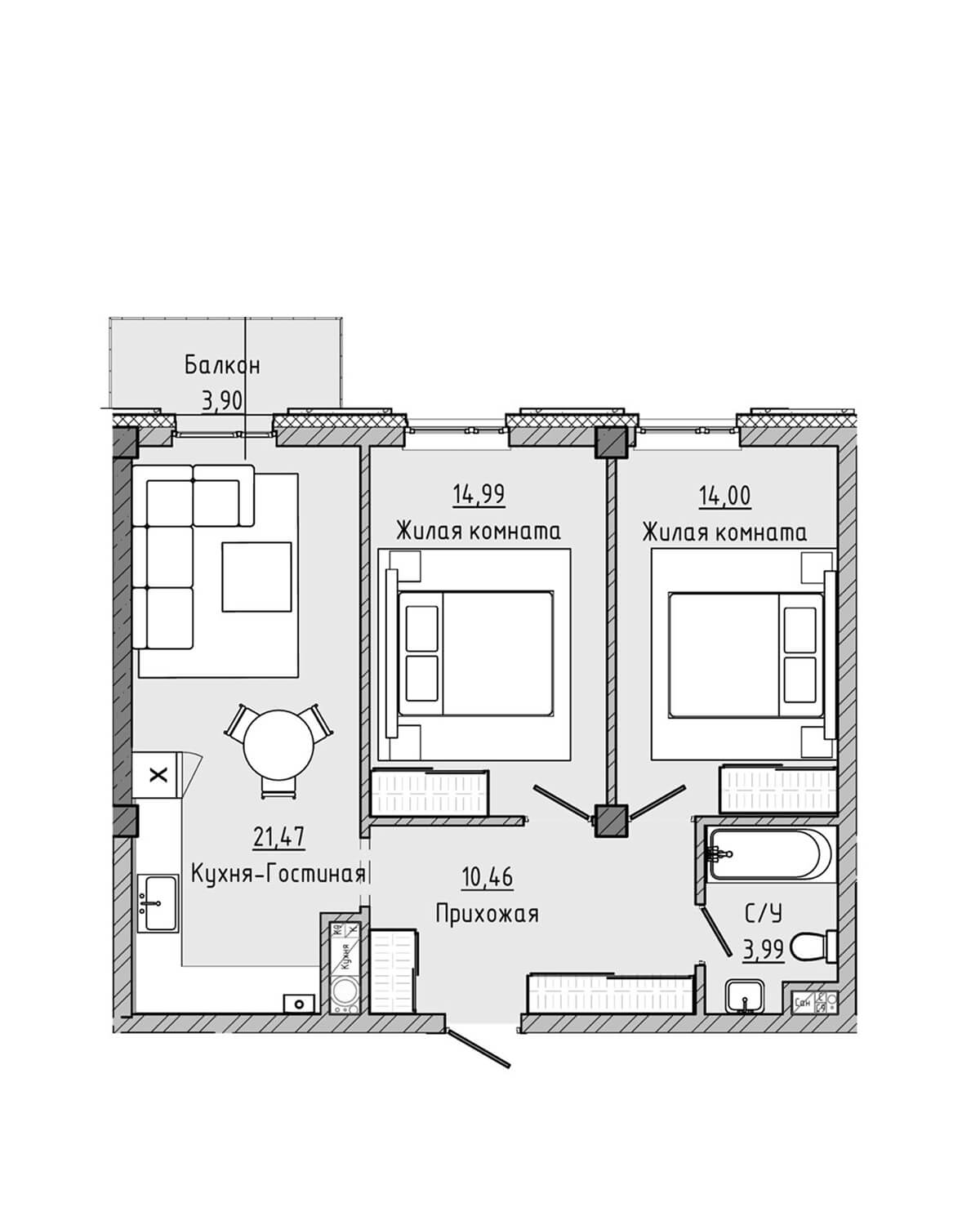 План 68,73 м²
