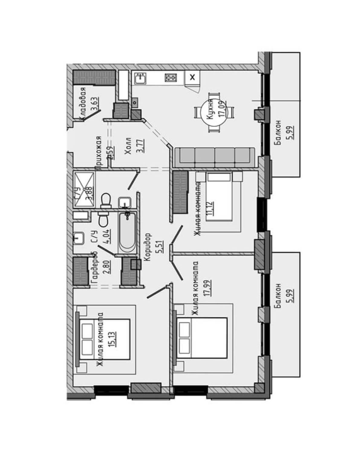 План 99,53 м²